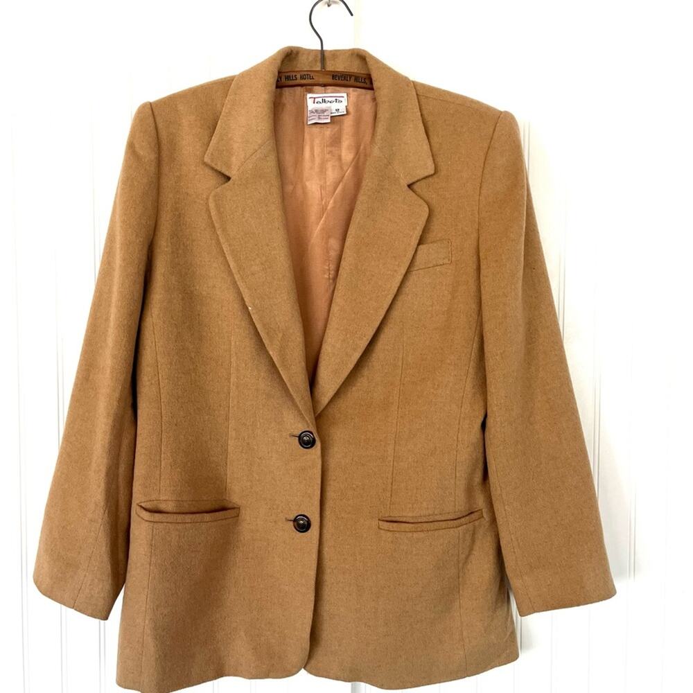 Vintage Camel Blazer XL Genuine Camel Hair Jacket Tan Suit Coat Talbots Preppy